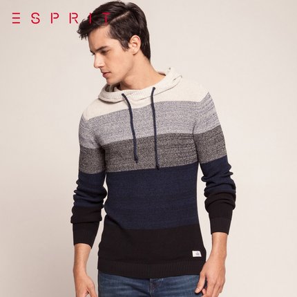 时尚感！ESPRIT EDC男士拼色高领毛衫016CC2I002