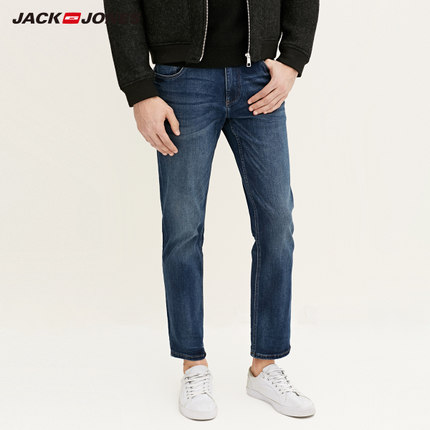 限时折扣！JackJones力修身水洗丹宁压皱牛仔长裤