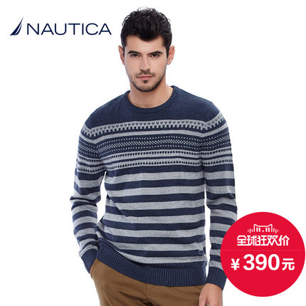 休闲百搭！NAUTICA诺帝卡圆领毛衣SC44001