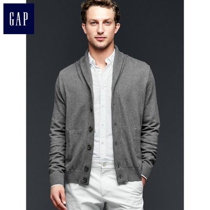 断码好价！Gap棉质简约翻领毛衣开衫516329