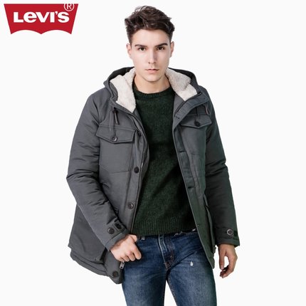 聚划算！Levi's李维斯秋季男士灰色连帽厚夹克外套18988-0000