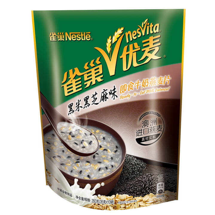 雀巢(Nestle) 燕麦片 优麦黑米黑芝麻麦片350g