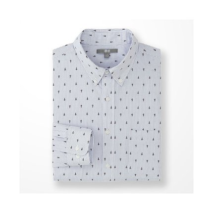 近期好价！优衣库 优质长绒棉府绸印花衬衫(长袖) 161885