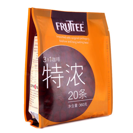 香醇顺滑！Fruttee果咖意式特浓速溶咖啡粉三合一coffee20条装