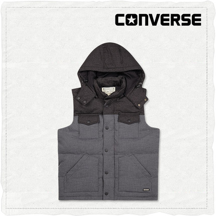 小降好价！CONVERSE 男款拼接按扣羽绒背心12479C