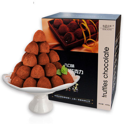 浓郁丝滑！依蒂安斯手工松露黑巧克力400g