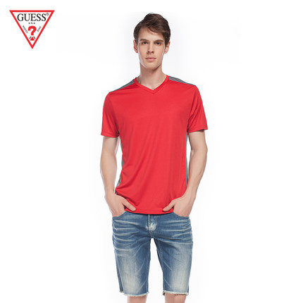 四色可选！GUESS心形领拼接短袖T恤-X51P00K3SC0