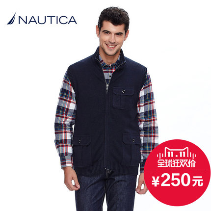 超实惠！NAUTICA诺帝卡男士针织马甲SC02938