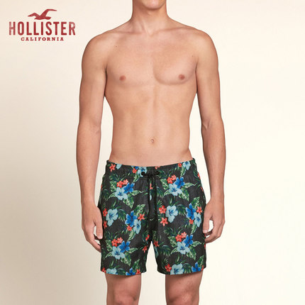 直降100！Hollister合身款图案泳装短裤 男 89361