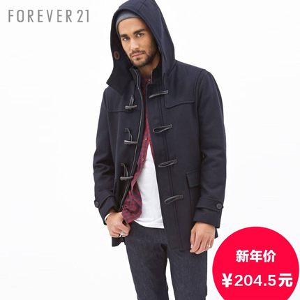 一件半价！FOREVER21 男士连帽大衣外套