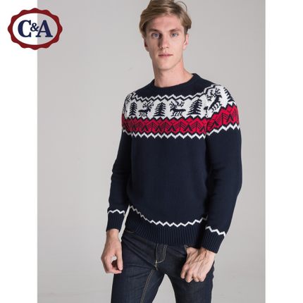 圣诞必备！C＆A 圣诞鹿提花 针织衫 CA200165206
