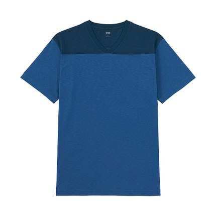 夏季必备！UNIQLO优衣库水洗竹节纱V领T恤166014