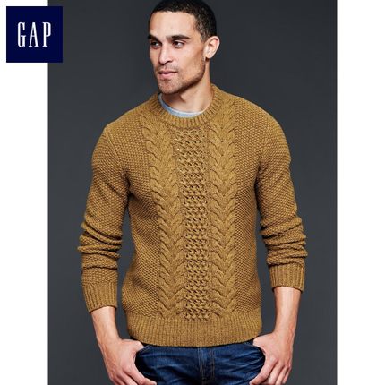 复古编织！Gap含羔羊毛粗线麻花保暖毛衣108895