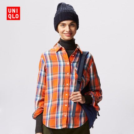 新低！优衣库UNIQLO 女装法兰绒格子衬衫161549