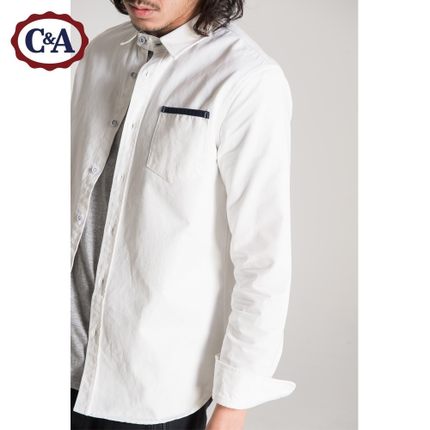 柔软舒适！C＆A男式LOGO纯棉牛津纺衬衫CA200171879