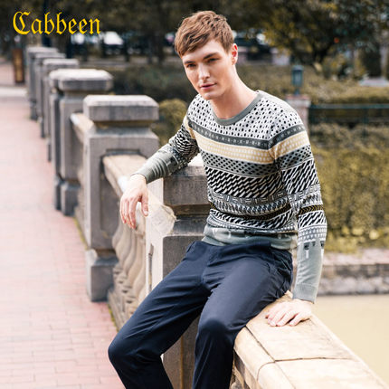 再降二十！卡宾 男士几何花纹休闲 针织衫 B/3153107626