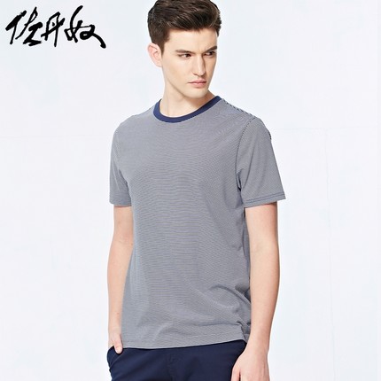 白菜价！佐丹奴男装间纱色织圆领海魂衫01026215