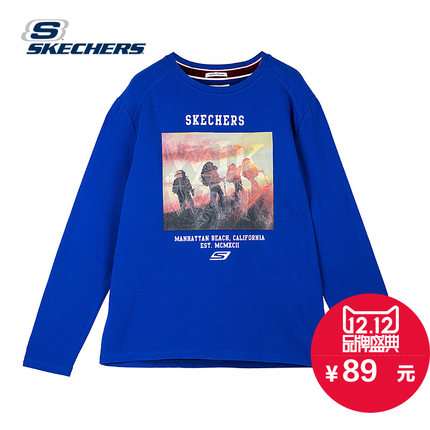 双12好价！Skechers 韩版宽松套头长袖SAMF14395