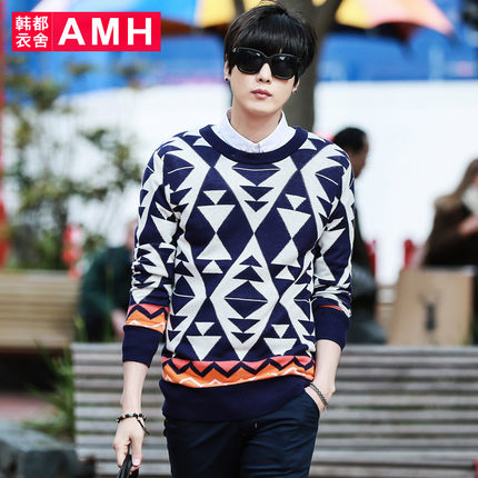 修身版型！AMH男士圆领长袖毛衣OF4170
