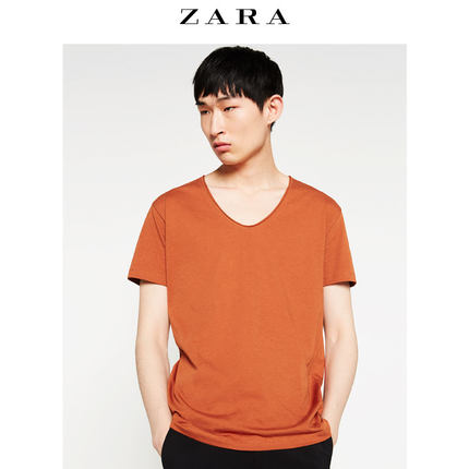 基本款！ ZARA男装V领T恤00722406635