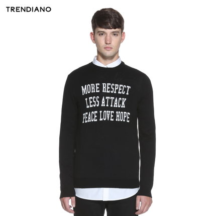 时尚有型！TRENDIANO 字母撞色圆领套头毛衣3154030200