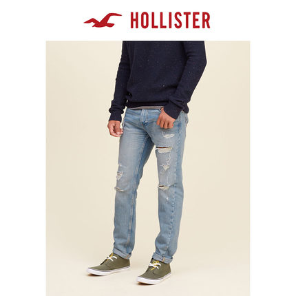 个性破洞！Hollister Skinny 牛仔裤 男 112385