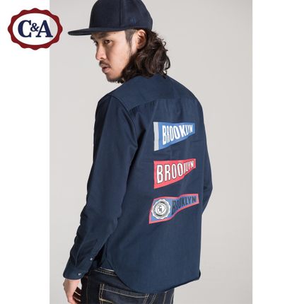 型男必备！C＆A男式LOGO纯棉牛津纺衬衫CA200171879
