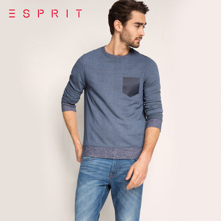 休闲百搭！ESPRIT男士长袖圆领卫衣026CC2J004