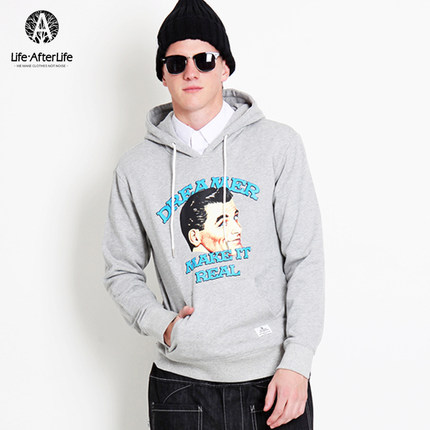 率性休闲！Life After Life 男款纯色连帽卫衣