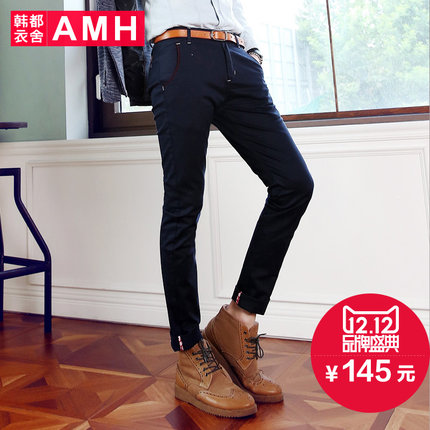 双12预告！AMH休闲拼接修身男休闲长裤PM4777