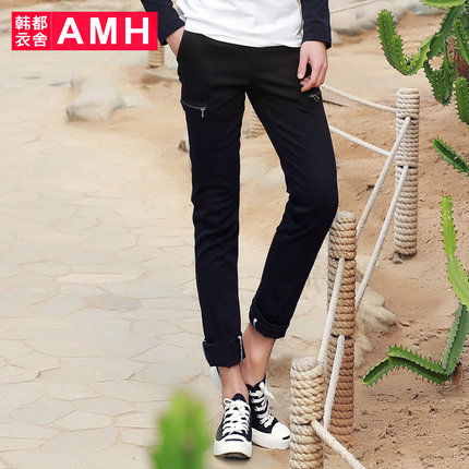 优质面料！AMH新款男士中腰微弹修身小脚休闲裤OC6079