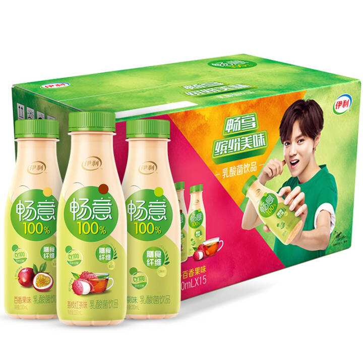 伊利 畅意100% 乳酸菌饮品缤纷装330mlx15瓶/箱