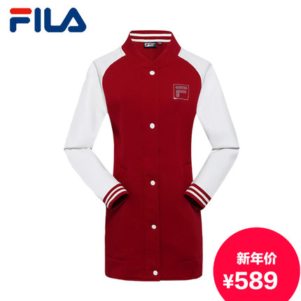 时尚有型！FILA 女款闪钻中长款棒球服 26543712B