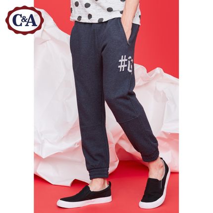 运动休闲！C＆A男式刺绣七分慢跑裤CA200173527