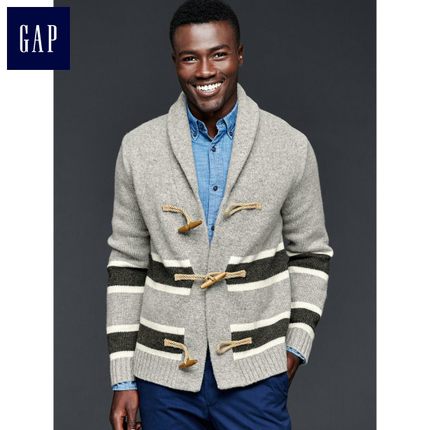 学院风！Gap活力条纹栓扣翻领毛衣721504