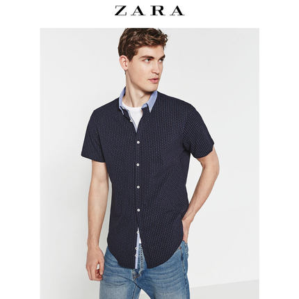 夏季百搭！ZARA男装珠地布衬衫06264405401