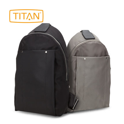 简约不简单！TITAN进口尼龙牛皮旅行休闲单肩胸包