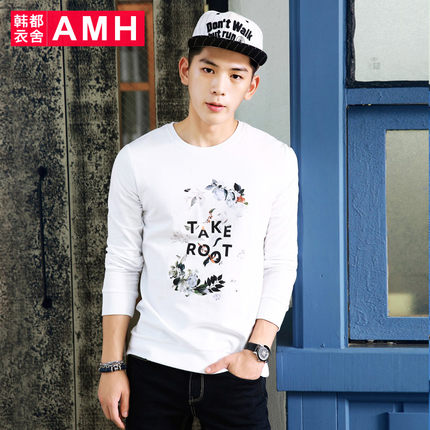 个性印花！AMH修身圆领套头卫衣GR4084