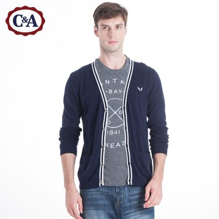 小降！C＆A 男式V领开襟针织衫 CA200163531