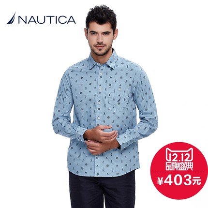 历史好价！NAUTICA诺帝卡男式长袖衬衫W43505