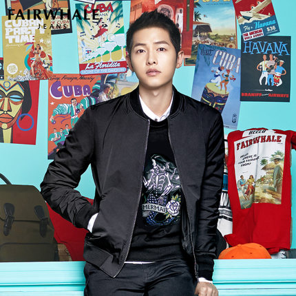 宋仲基同款！马克华菲新款简约纯色时尚棒球领外套