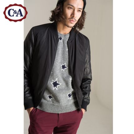 简约有型！C＆A男式PU拼接夹棉夹克CA200164761