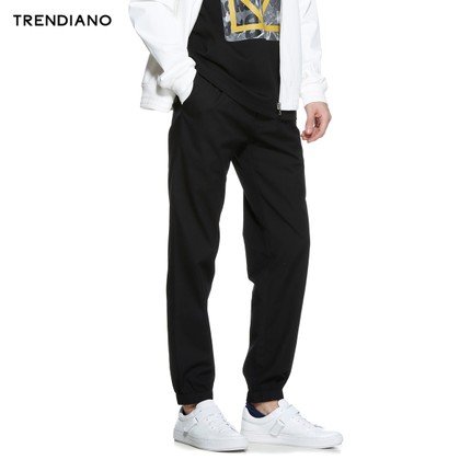 TRENDIANO夏装潮流运动棉质纯色中腰休闲裤