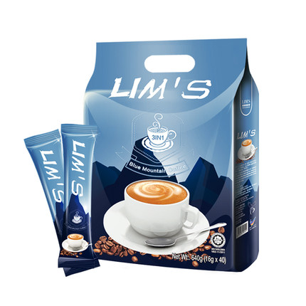 LIMS 零涩 蓝山风味速溶三合一咖啡 40条 640g