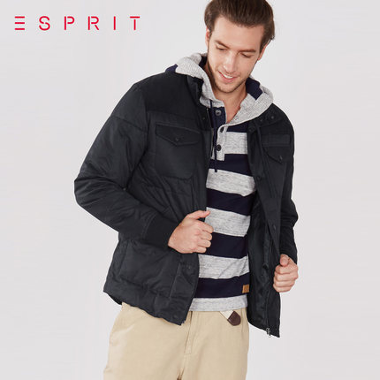 舒适保暖！ESPRIT 拼接立领棉服外套 096EE2G020