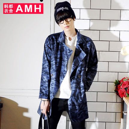 潮范百搭！AMH男士翻领迷彩夹克外套OT5142