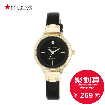 大气时尚！Macy's Anne Klein女钻石黑色腕表2612484402