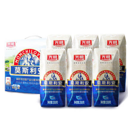 礼盒装！光明莫斯利安钻石包巴氏杀菌酸牛奶200g*12盒