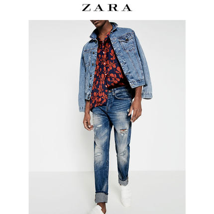 标准款！ZARA男装剪洞牛仔裤04338400407