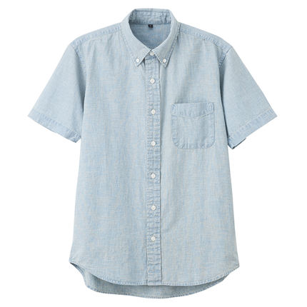 大牌经典！无印良品 男式 棉钱布雷衬衫M6SC417